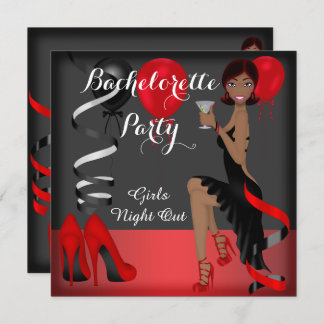 Bachelorette Party Red Black Shoe High Heels 3 Invitation