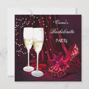 Bachelorette Party Red Leopard Black Shoes Invitation