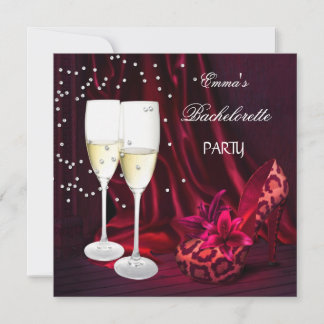 Bachelorette Party Red Leopard Black Shoes Invitation