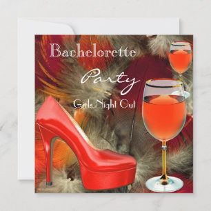Bachelorette Party Red Shoes Hi Heels Wine Glass Invitation