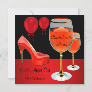 Bachelorette Party Red Shoes Hi Heels Wine Glass Invitation