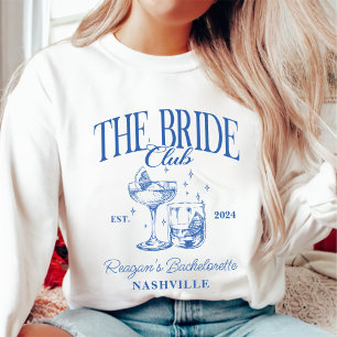 Bachelorette Party Retro Cocktail Blue Bride Sweatshirt