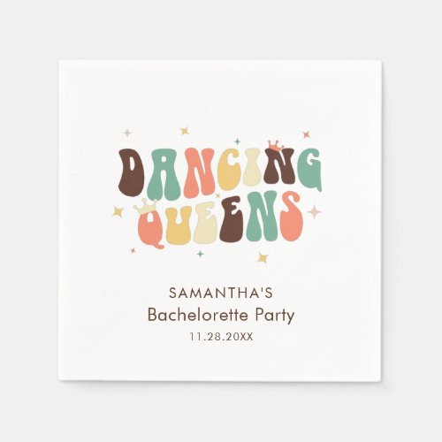 Bachelorette Party Retro Disco Custom Paper Napkins