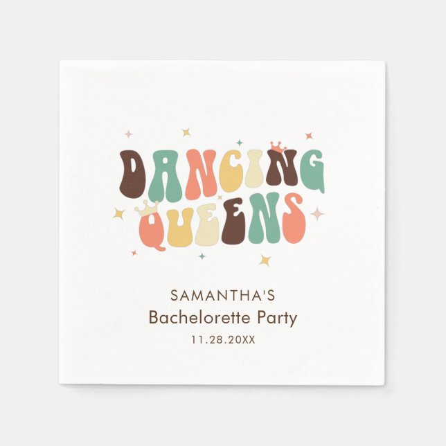 Bachelorette Party Retro Disco Custom Paper Napkins (Front)