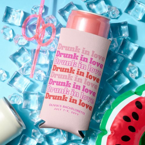 Bachelorette Party Retro Drunk in Love Can Cooler