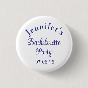 Bachelorette Party Retro Modern Blue Classy Script Button