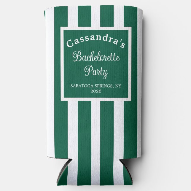 Bachelorette Party Retro Modern Green Classy Seltzer Can Cooler (Front)