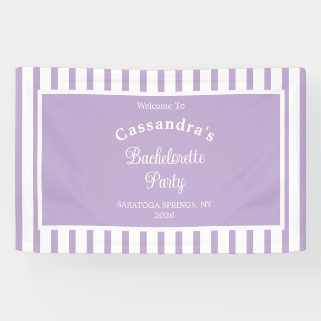 Bachelorette Party Retro Modern LightPurple Classy Banner (Horizontal)