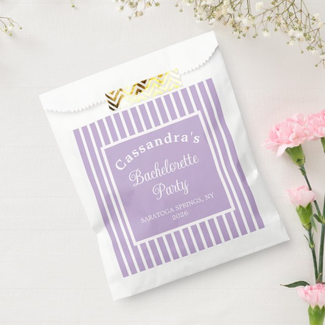 Bachelorette Party Retro Modern LightPurple Classy Favor Bag (Sealed)