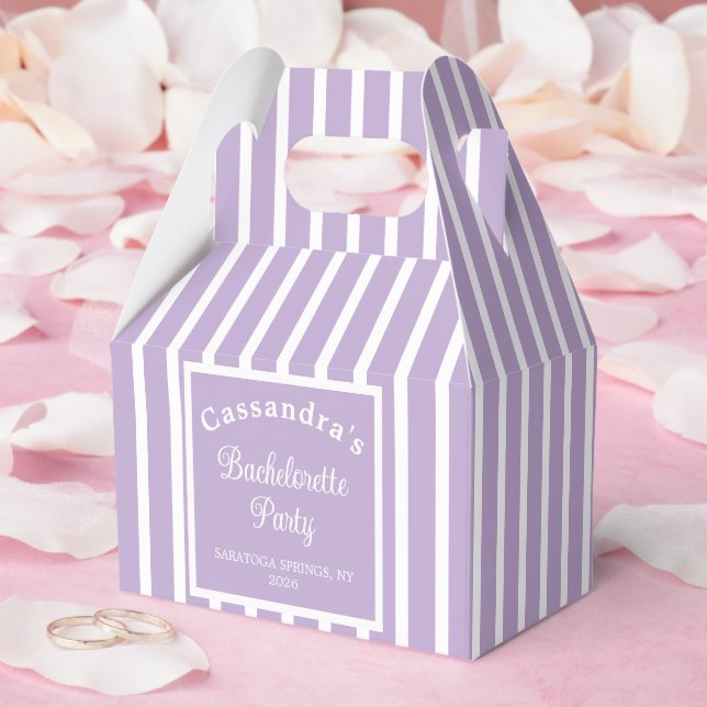 Bachelorette Party Retro Modern LightPurple Classy Favor Boxes (Wedding)