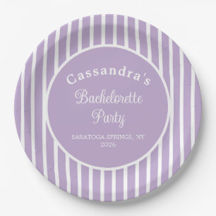 Bachelorette Party Retro Modern LightPurple Classy Paper Plates