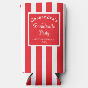 Bachelorette Party Retro Modern Red Classy Seltzer Can Cooler