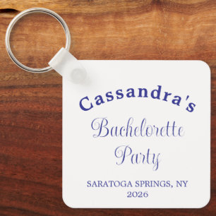 Bachelorette Party Retro Modern Royal Blue Classy Keychain