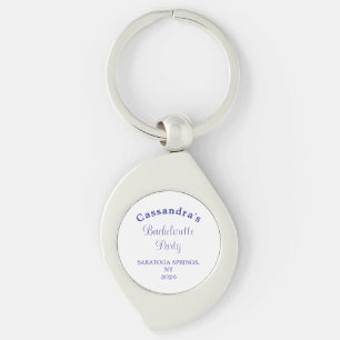 Bachelorette Party Retro Modern Royal Blue Classy Keychain