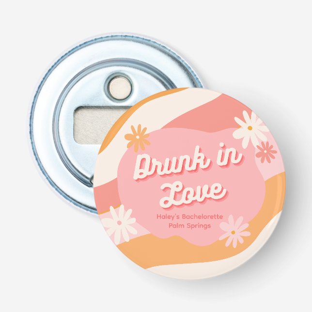 Bachelorette Party Retro Pink Bottle Opener (Front)