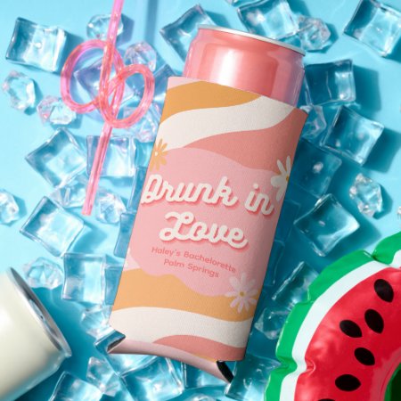Bachelorette Party Retro Pink Can Cooler