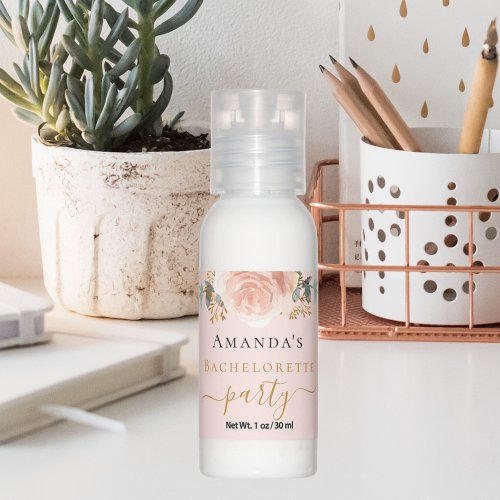 Bachelorette party rose gold floral pink spa hand lotion