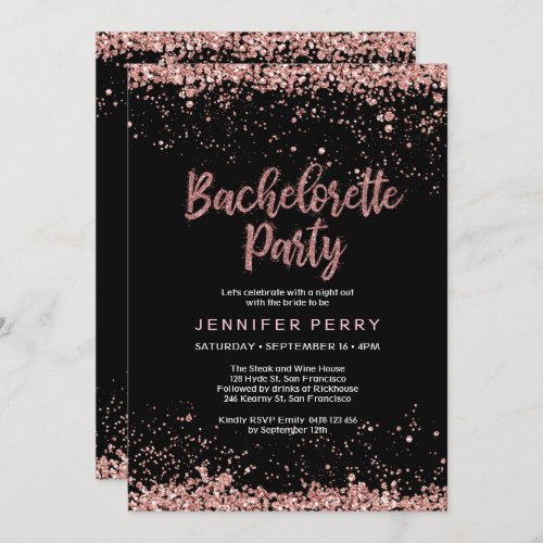 Bachelorette Party rose gold glitter Invitation