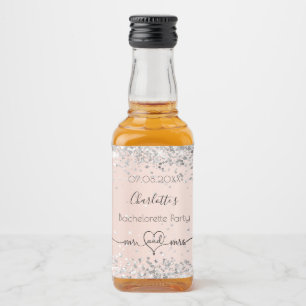 Bachelorette party rose gold silver mr mrs liquor bottle label