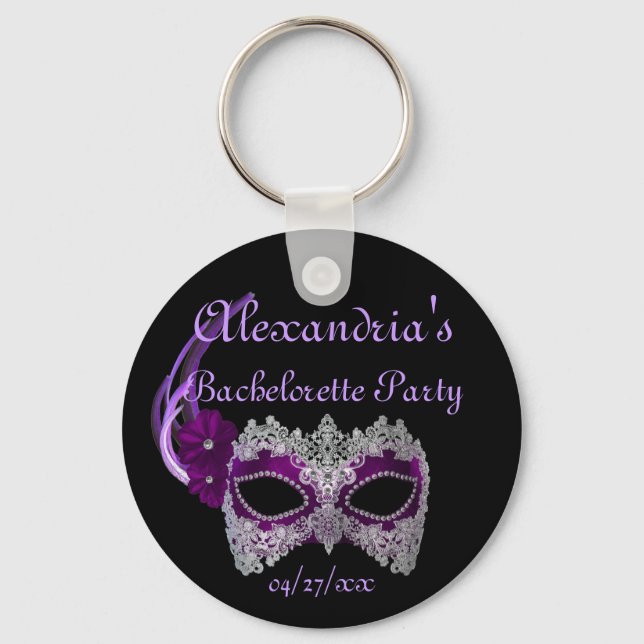 "Bachelorette Party" - Royal Purple Mask Keychain (Front)
