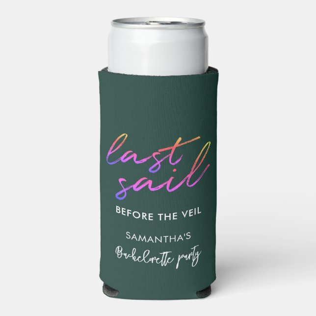 Bachelorette Party Script Modern Type Green Seltzer Can Cooler (Seltzer Front)