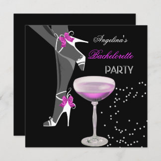 Bachelorette Party Shoes Champagne pink Invitation