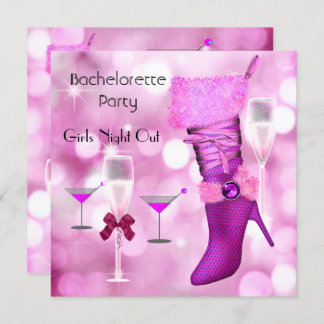 Bachelorette Party Shoes Hi Heels Boots Pink 2 Invitation