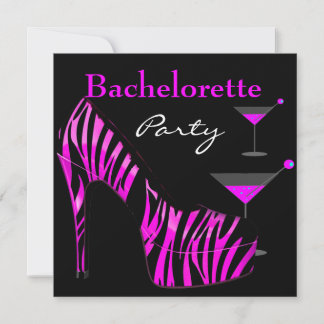 Bachelorette Party Shoes Pink Black Zebra Shoes Invitation