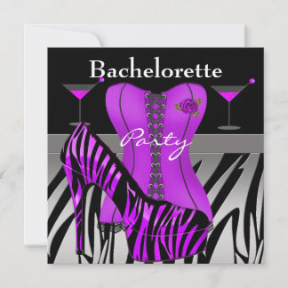 Bachelorette Party Shoes Purple Zebra Corset Invitation