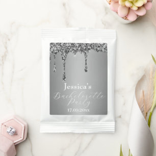 Bachelorette Party Silver Elegant Glitter Drip  Margarita Drink Mix
