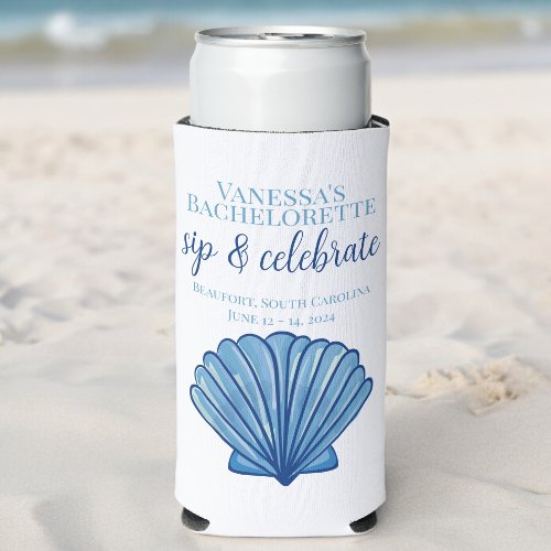 Bachelorette Party Sip and Celebrate Custom Shell Seltzer Can Cooler