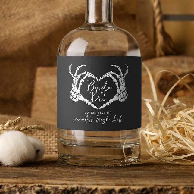 Bachelorette Party Skeleton Heart Bride or Die  Sparkling Wine Label (Creator Uploaded)