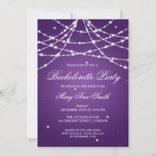 Bachelorette Party Sparkling String Purple Invitation