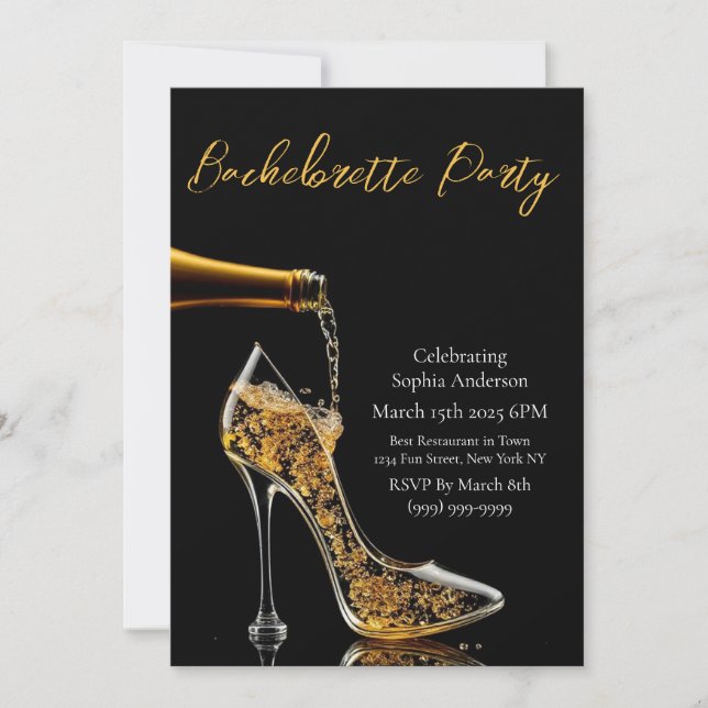 Bachelorette Party-Stiletto and Bubbly Invitation (Front)