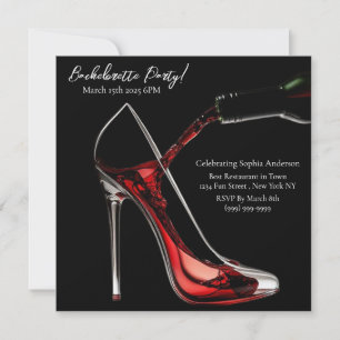 Bachelorette Party-Stiletto with Wine Invitation