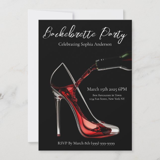 Bachelorette Party-Stiletto with Wine Invitation (Front)