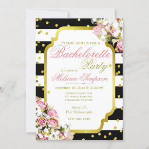 Bachelorette Party Stripes and Confetti Invitation