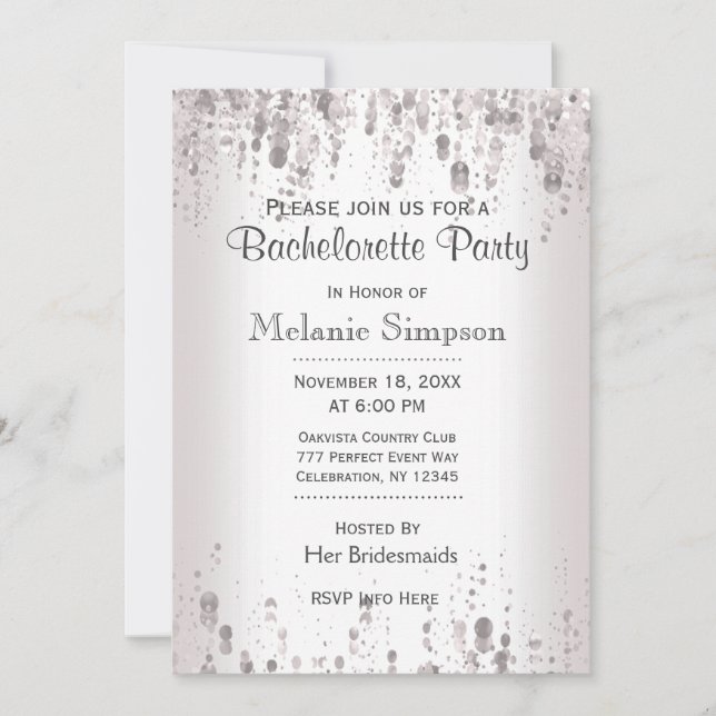 Bachelorette Party | Subtle Silver Invitation (Front)