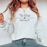 Bachelorette Party Team Bride Personalized Bridal Sweatshirt<br><div class="desc">Elevate your bachelorette party experience with our Team Bride Personalized Bridal Crewneck Sweatshirt – the epitome of style, comfort, and customization! This must-have addition to your bachelorette party wardrobe encompasses all the key attributes to make your celebration unforgettable. Dress your bride squad in these chic bachelorette party shirts that double...</div>