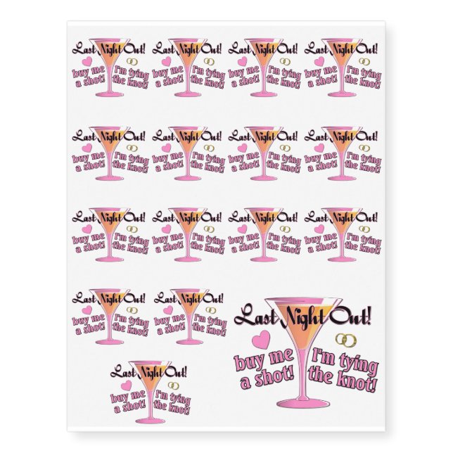 Bachelorette Party Temporary Tattoos (Front)