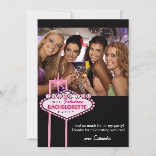 Bachelorette Party Thank You Card Photo - Vegas