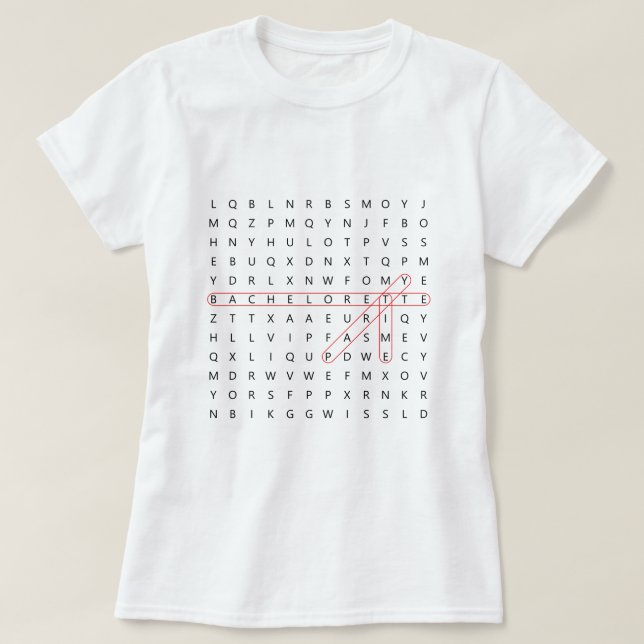 Bachelorette Party Time Fun Word Find Wedding T-Sh T-Shirt (Design Front)