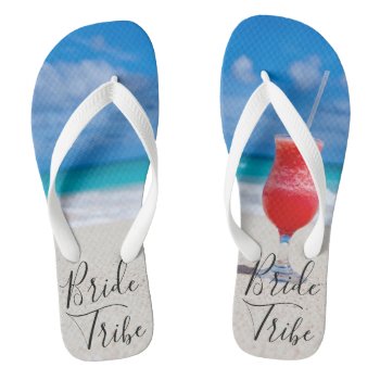 Bachelorette Party Tropical Beach Bride Tribe Flip Flops by ColorFlowCreations at Zazzle
