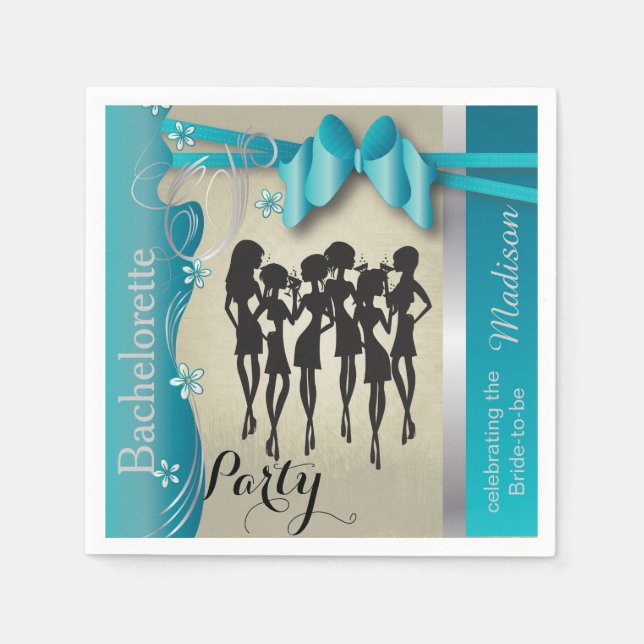 Bachelorette Party Turquoise Napkins (Front)
