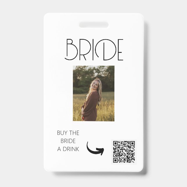 BACHELORETTE PARTY, VENMO QR, BUY BRIDE A DRINK BADGE (Front)