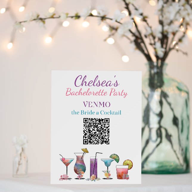 Bachelorette Party VENMO the Bride a Cocktail  Foam Board (In Situ (Wedding))