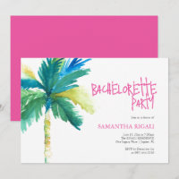 Bachelorette Party Watercolor Tropical Palm Tree