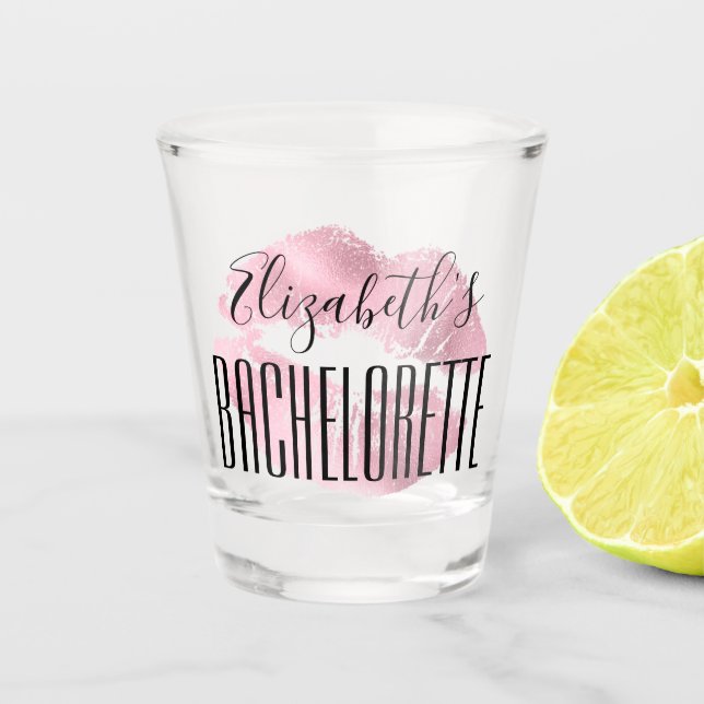 Bachelorette Party Wedding Favor Lips Custom Shot Glass (Front)