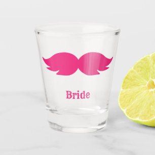 Bachelorette party / wedding pink bushy mustache shot glass