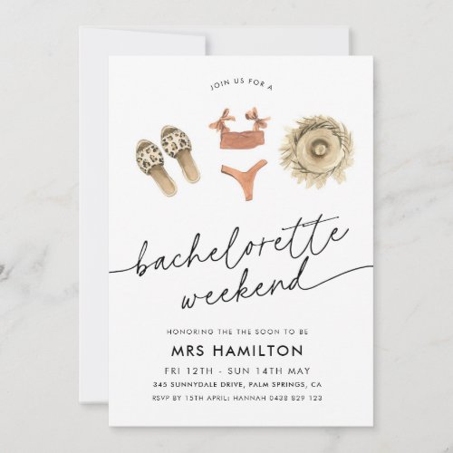 Bachelorette Party Weekend Beach Summer Itinerary Invitation